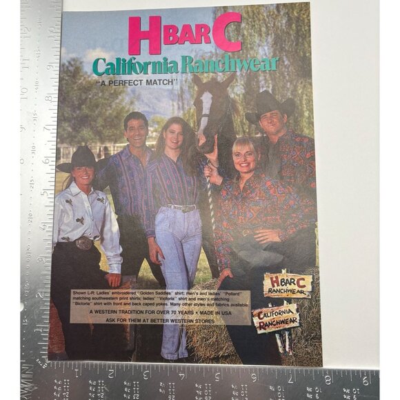 H Bar C California Ranchwear Vintage Print Ad 1990s Western Style Rustic Fashion - Picture 2 of 6